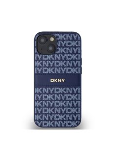   DKNY PU Leather Repeat Pattern Tonal Stripe Apple iPhone 14 hátlap tok, kék