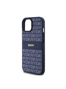 DKNY PU Leather Repeat Pattern Tonal Stripe Apple iPhone 15 hátlap tok, kék