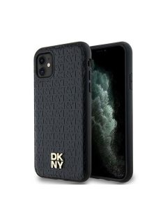   DKNY PU Leather Repeat Pattern Stack Logo Apple iPhone 11 Magsafe kompatibilis hátlap tok, fekete