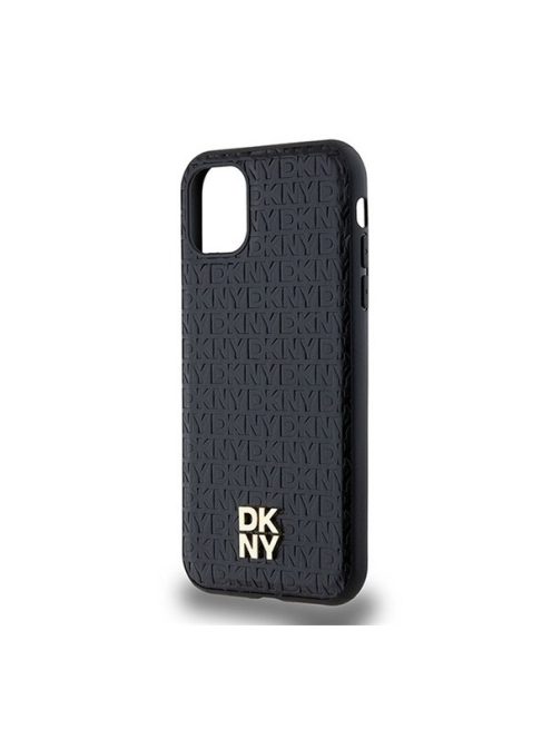 DKNY PU Leather Repeat Pattern Stack Logo Apple iPhone 11 Magsafe kompatibilis hátlap tok, fekete