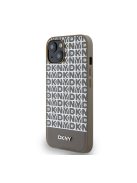 DKNY PU Leather Repeat Pattern Bottom Stripe Apple iPhone 13 Magsafe kompatibilis hátlap tok, barna