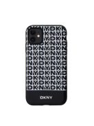 DKNY PU Leather Repeat Pattern Bottom Stripe Apple iPhone 11 Magsafe kompatibilis hátlap tok, fekete