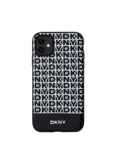   DKNY PU Leather Repeat Pattern Bottom Stripe Apple iPhone 11 Magsafe kompatibilis hátlap tok, fekete