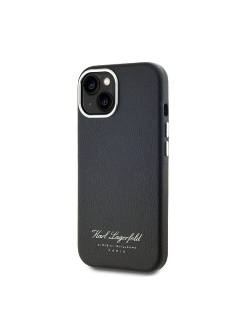 Karl Lagerfeld Grained PU Hotel RSG iPhone 15 hátlap tok, fekete