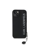 Karl Lagerfeld PU Saffiano Rhinestone Charm Apple iPhone 15 hátlap tok, fekete