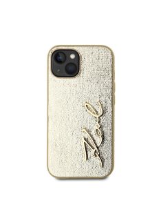   Karl Lagerfeld Wrinkled PU Signature Logo Apple iPhone 14 hátlap tok, arany