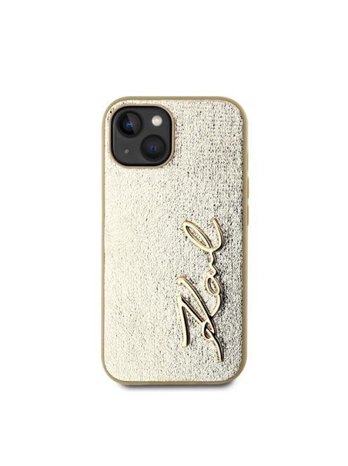 Karl Lagerfeld Wrinkled PU Signature Logo Apple iPhone 14 hátlap tok, arany