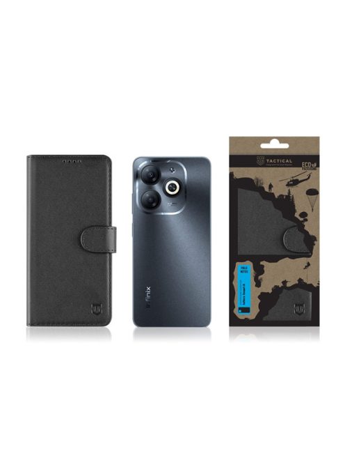 Tactical Field Notes Infinix Smart 8, flip/oldalra nyíló tok, fekete