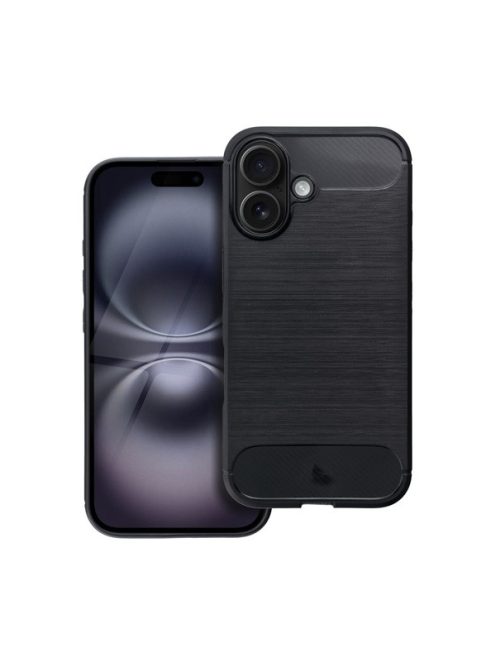 Forcell Carbon Apple iPhone 16 szilikon tok, fekete