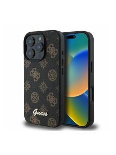   Guess PU Peony Script Apple iPhone 16 Pro Max Magsafe kompatibilis tok, barna GUHMP16XPGPYSK