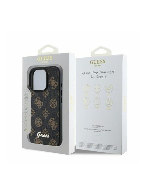 Guess PU Peony Script Apple iPhone 16 Pro Max Magsafe kompatibilis tok, barna GUHMP16XPGPYSK