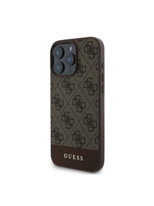 Guess 4G Bottom Stripe Apple iPhone 16 Pro hátlap tok, barna GUHCP16LG4GLBR