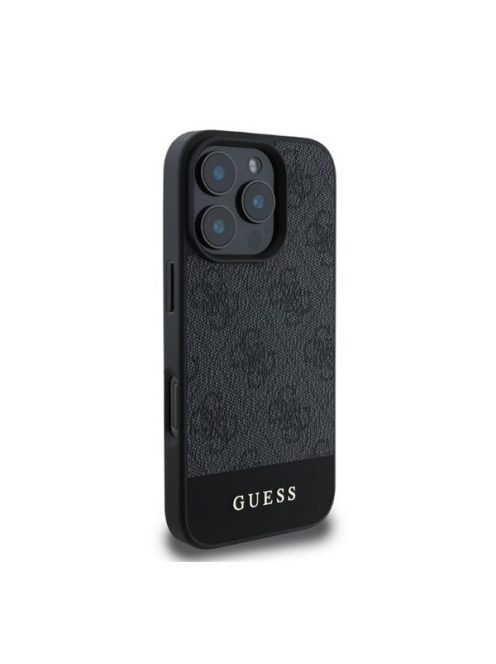 Guess 4G Bottom Stripe Apple iPhone 16 Pro hátlap tok, szürke UHCP16LG4GLGR