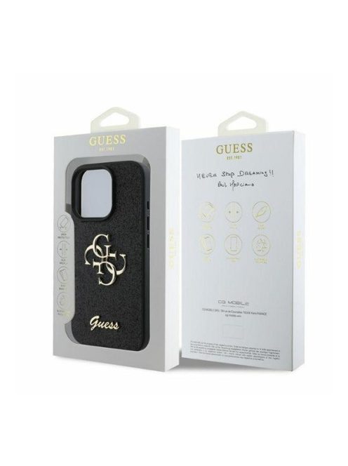 Guess Apple iPhone 16 Pro hátlap tok, fekete/barna GUHCP16LHG4SGK