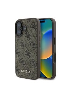   Guess 4G Classic Apple iPhone 16 Plus hátlap tok, barna GUHCP16MG4GFBR