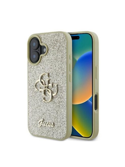 Guess Fixed Glitter Big 4G Apple iPhone 16 Plus hátlap tok, arany 