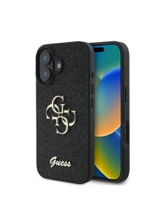   Guess Fixed Glitter Big 4G Apple iPhone 16 Plus hátlap tok, fekete/barna