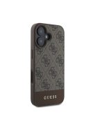 Guess 4G Bottom Stripe Apple iPhone 16 hátlap tok, barna GUHCP16SG4GLBR