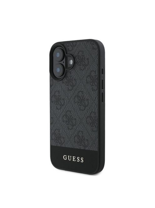 Guess 4G Bottom Stripe Apple iPhone 16 hátlap tok, szürke GUHCP16SG4GLGR