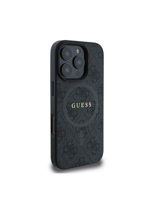 Guess 4G Ring Classic Logo Apple iPhone 16 Pro hátlap tok, fekete/barna GUHMP16LG4GFRK