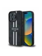 Guess 4G Printed Stripes MagSafe Apple iPhone 16 Pro hátlap tok, fekete/barna GUHMP16LP4RPSK