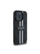 Guess 4G Printed Stripes MagSafe Apple iPhone 16 Pro hátlap tok, fekete/barna GUHMP16LP4RPSK