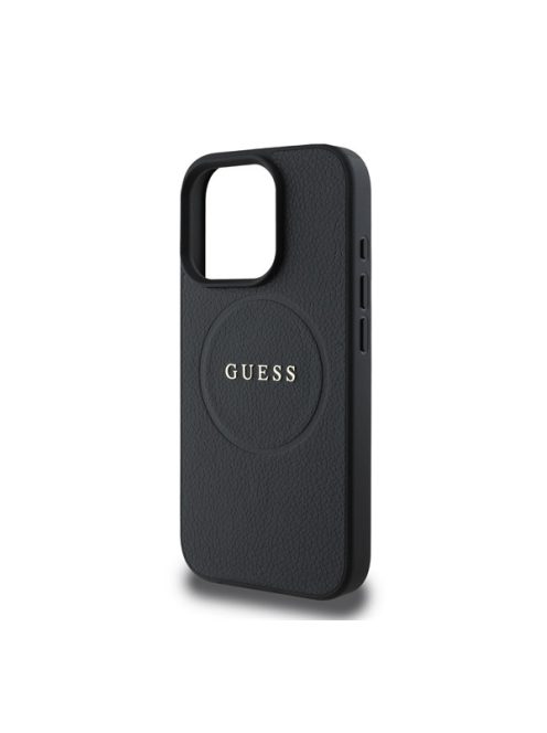 Guess Grained Gold Ring MagSafe Apple iPhone 16 Pro hátlap tok, fekete/barna GUHMP16LPGHSMMK