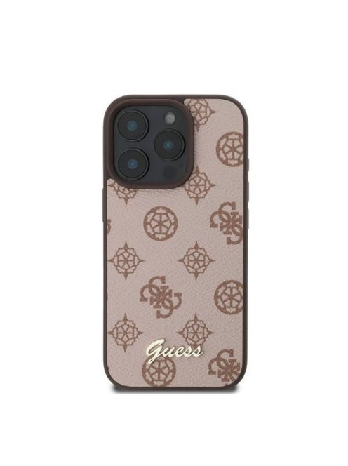 Guess Peony Script Apple iPhone 16 Pro MagSafe kompatibilis hátlap tok, barna GUHMP16LPGPYSW