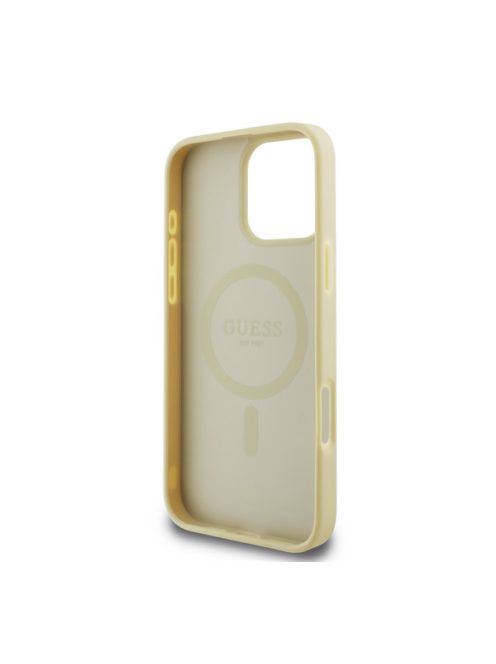 Guess Saffiano Peony Classic Logo Apple iPhone 16 Pro hátlap tok, arany GUHMP16LPSAPSMED