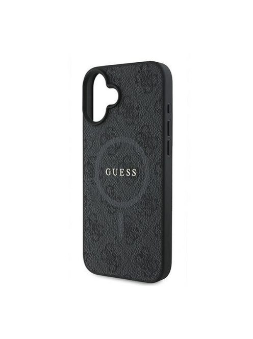 Guess 4G Ring Classic Logo Apple iPhone 16 Plus hátlap tok, fekete/barna GUHMP16MG4GFRK