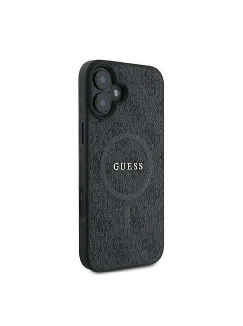 Guess 4G Ring Classic Logo Apple iPhone 16 Plus hátlap tok, fekete/barna GUHMP16MG4GFRK