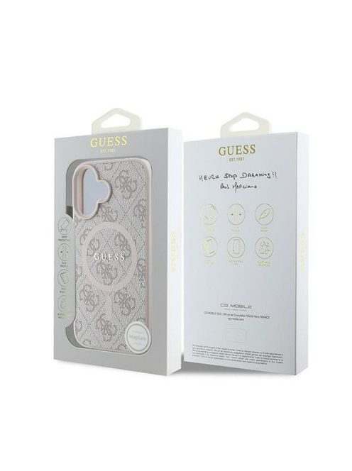 Guess 4G Ring Classic Logo Apple iPhone 16 Plus hátlap tok, rózsaszín GUHMP16MG4GFRP