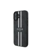 Guess 4G Printed Stripes MagSafe Apple iPhone 16 Plus hátlap tok, fekete/barna GUHMP16MP4RPSK