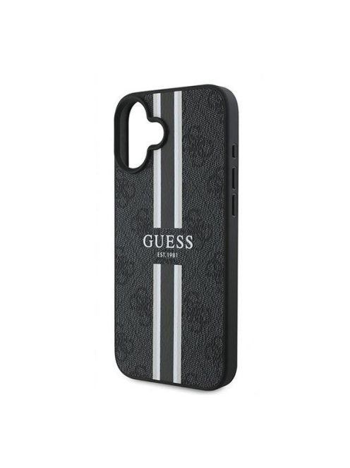 Guess 4G Printed Stripes MagSafe Apple iPhone 16 Plus hátlap tok, fekete/barna GUHMP16MP4RPSK