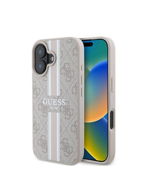 Guess 4G Printed Stripes MagSafe Apple iPhone 16 Plus hátlap tok, rózsaszín GUHMP16MP4RPSP