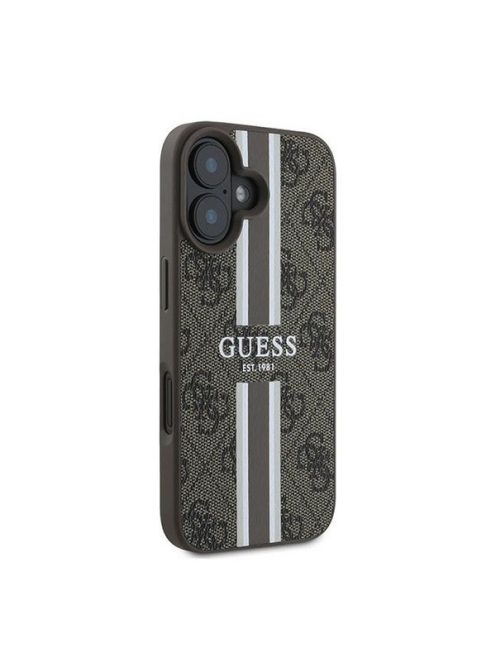 Guess 4G Printed Stripes MagSafe Apple iPhone 16 Plus hátlap tok, barna GUHMP16MP4RPSW