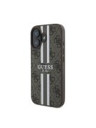 Guess 4G Printed Stripes MagSafe Apple iPhone 16 Plus hátlap tok, barna GUHMP16MP4RPSW