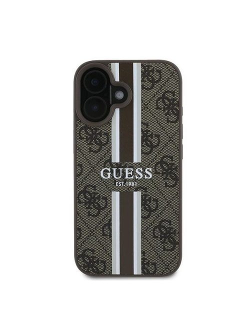 Guess 4G Printed Stripes MagSafe Apple iPhone 16 Plus hátlap tok, barna GUHMP16MP4RPSW