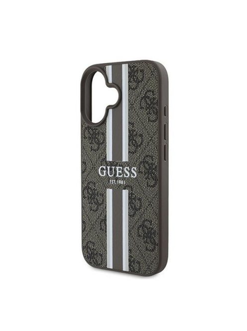 Guess 4G Printed Stripes MagSafe Apple iPhone 16 Plus hátlap tok, barna GUHMP16MP4RPSW