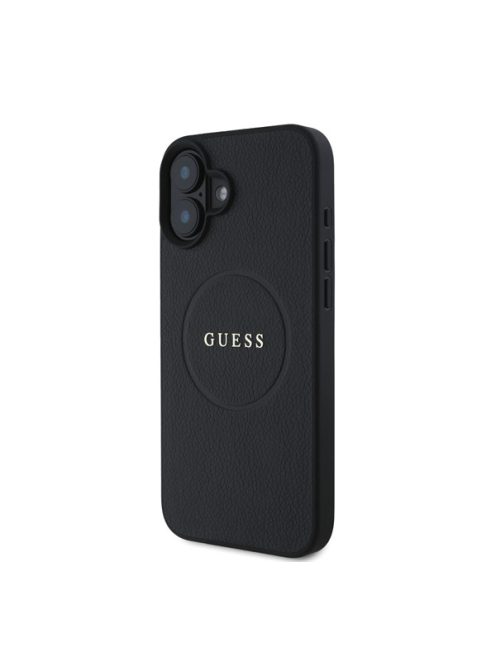 Guess Grained Gold Ring MagSafe Apple iPhone 16 Plus hátlap tok, fekete/barna GUHMP16MPGHSMMK