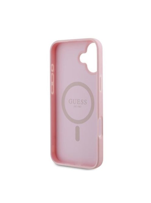 Guess Grained Gold Ring MagSafe Apple iPhone 16 Plus hátlap tok, rózsaszín GUHMP16MPGHSMMP