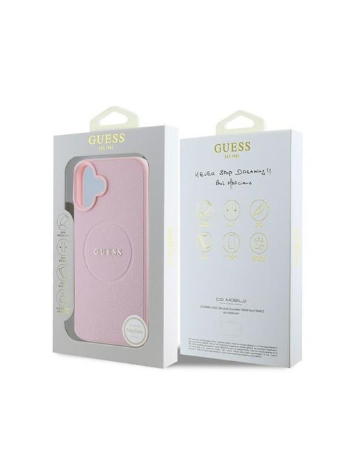 Guess Grained Gold Ring MagSafe Apple iPhone 16 Plus hátlap tok, rózsaszín GUHMP16MPGHSMMP