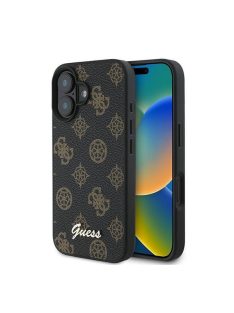   Guess PU Peony Script Apple iPhone 16 Plus MagSafe kompatibilis tok, fekete/barna GUHMP16MPGPYSK