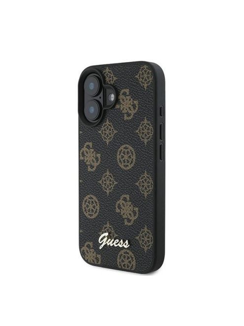 Guess PU Peony Script Apple iPhone 16 Plus MagSafe kompatibilis tok, fekete/barna GUHMP16MPGPYSK