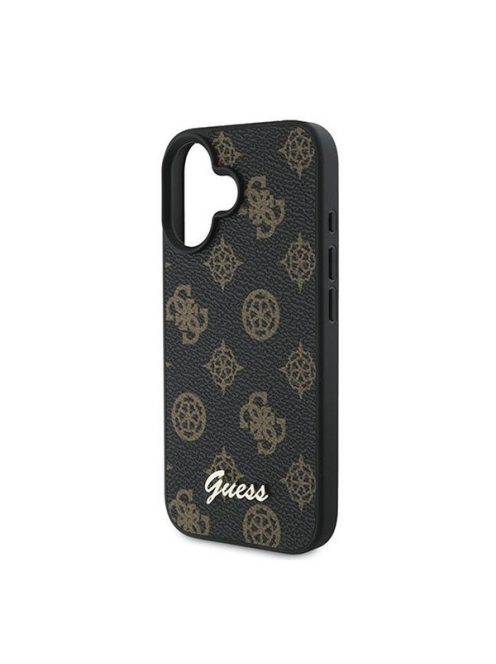 Guess PU Peony Script Apple iPhone 16 Plus MagSafe kompatibilis tok, fekete/barna GUHMP16MPGPYSK