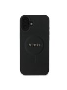 Guess Saffiano Classic Logo Apple iPhone 16 Plus Magsafe kompatibilis hátlap tok, fekete/barna GUHMP16MPSAHMCK