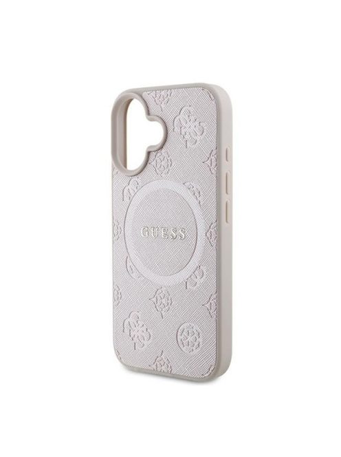 Guess Saffiano Peony Classic Logo Apple iPhone 16 Plus hátlap tok, rózsaszín GUHMP16MPSAPSMEP