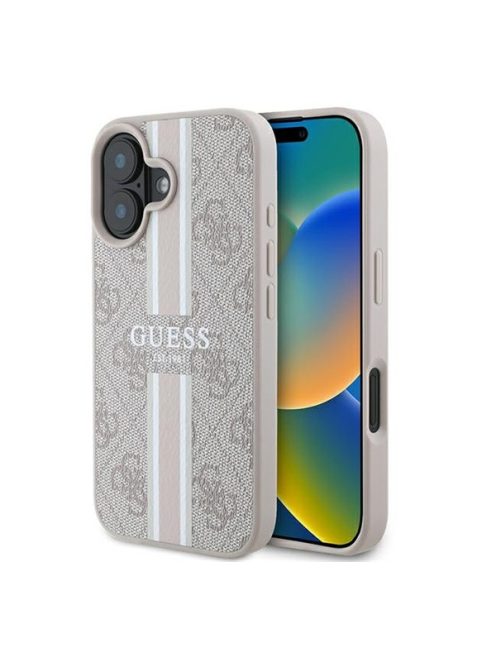 Guess 4G Printed Stripes MagSafe Apple iPhone 16 hátlap tok, rózsaszín GUHMP16SP4RPSP