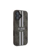 Guess 4G Printed Stripes MagSafe Apple iPhone 16 hátlap tok, barna GUHMP16SP4RPSW