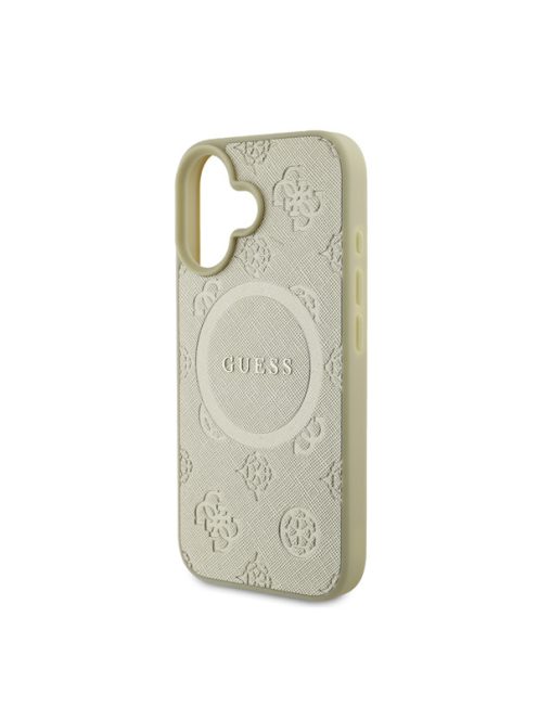 Guess Saffiano Peony Classic Logo Apple iPhone 16 hátlap tok, arany GUHMP16SPSAPSMED